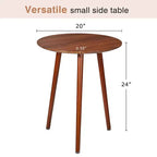 Table d'appoint ronde VECELO de style moderne Mid-Century, table d'appoint à grain de bois avec pieds fuselés pour salon, marron