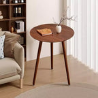 Table d'appoint ronde VECELO de style moderne Mid-Century, table d'appoint à grain de bois avec pieds fuselés pour salon, marron