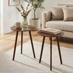Table d'appoint ronde VECELO de style moderne Mid-Century, table d'appoint à grain de bois avec pieds fuselés pour salon, marron