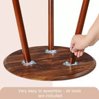 Table d'appoint ronde VECELO de style moderne Mid-Century, table d'appoint à grain de bois avec pieds fuselés pour salon, marron