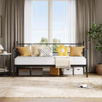 Lit de repos simple avec tête de lit en forme de cœur, cadre de lit de repos robuste en métal avec support à lattes en acier, lit de jour/canapé avec tête de lit pour salon, chambre à coucher