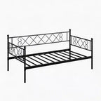 Lit de repos simple avec tête de lit en forme de cœur, cadre de lit de repos robuste en métal avec support à lattes en acier, lit de jour/canapé avec tête de lit pour salon, chambre à coucher