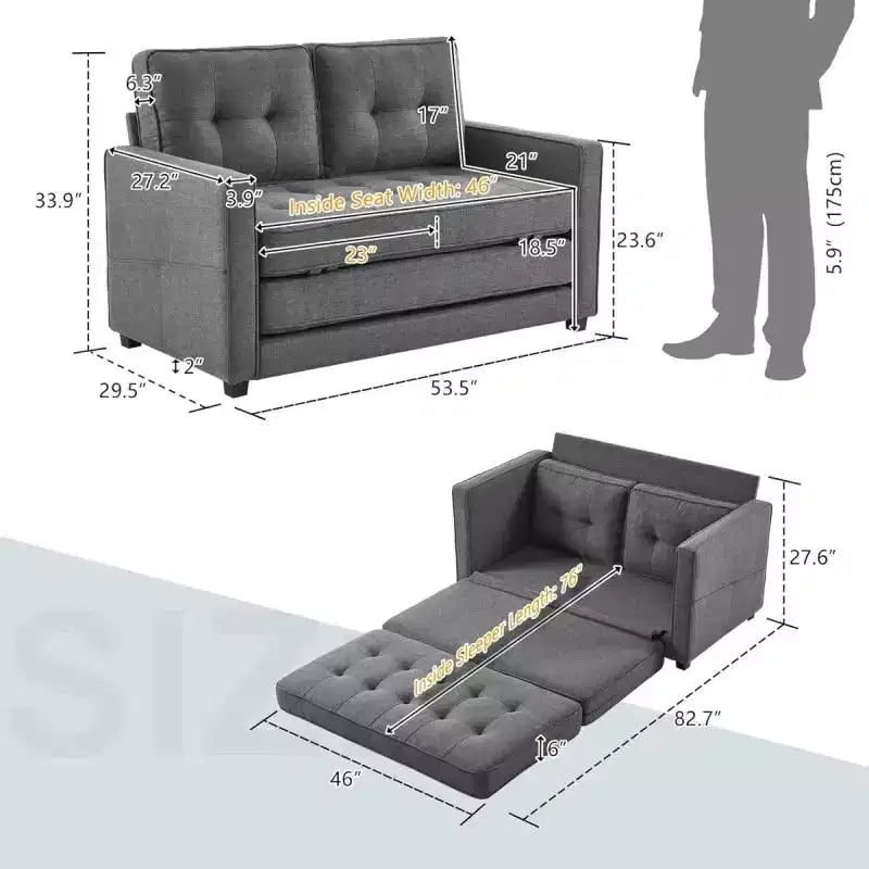 Karl Home | Canapé-lit rembourré de 53,5 pouces