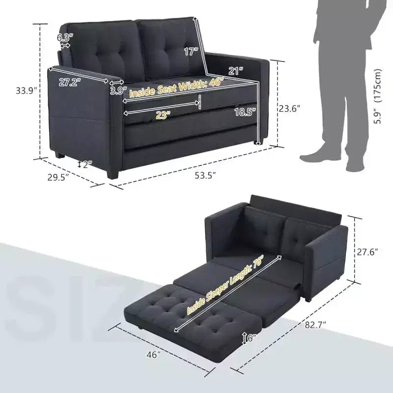 Karl Home | Canapé-lit rembourré de 53,5 pouces