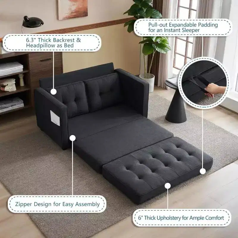 Karl Home | Canapé-lit rembourré de 53,5 pouces
