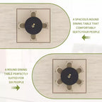 Table de salle à manger ronde de 119 cm pour 4 à 6 personnes, avec étagère de rangement, pieds réglables, surface facile à nettoyer