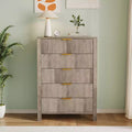 5 Drawer Dresser For Bedroom, 44 Tall Fluted Narrow Nightstand, Wood Dresser Storage Cabinet, Storage Organizer for Living Room Entryway