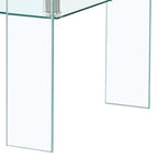 Table basse rectangulaire en verre transparent, table basse centrale moderne à 2 niveaux avec rangement pour salon