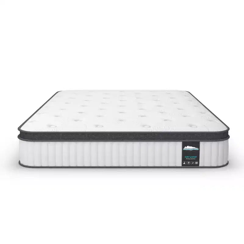 Matelas hybride Serweet 8 ressorts et mousse à mémoire de forme – Bobines plus robustes pour un soutien durable – Soulagement de la pression – Compatible avec les lits plateformes