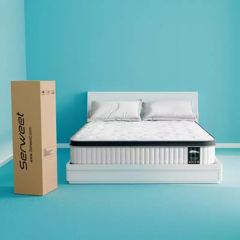 Matelas hybride Serweet 8 ressorts et mousse à mémoire de forme – Bobines plus robustes pour un soutien durable – Soulagement de la pression – Compatible avec les lits plateformes