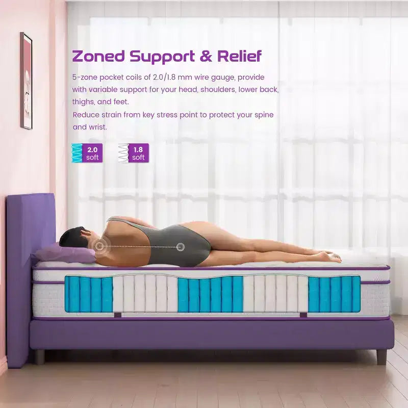 Matelas hybride à ressorts et mousse à mémoire de forme Sersper 10 pouces – Compatible avec les lits plateformes, les sommiers tapissiers ou les bases à lattes