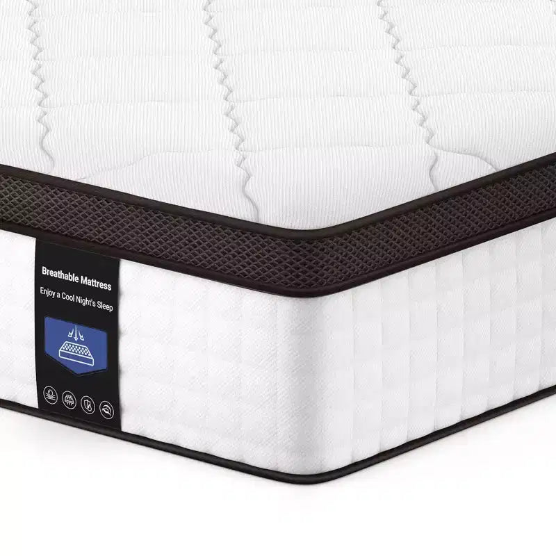 Matelas hybride Kescas Premium 12 pouces fermeté moyenne – Compatible avec sommier plateforme, sommier tapissier ou sommier à lattes