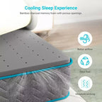 Matelas hybride Serweet 8 pouces en charbon de bambou respirant - Compatible avec les lits plateforme, les sommiers tapissiers ou les bases à lattes