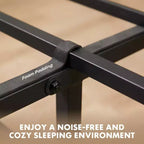 MAYEERTY Cadre de lit plateforme industriel en métal avec tête et pied de lit en bois, capacité de charge de 800 lb et espace de rangement sous le lit de 12,8 po