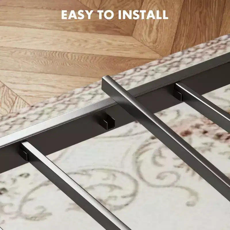 MAYEERTY Cadre de lit plateforme industriel en métal avec tête et pied de lit en bois, capacité de charge de 800 lb et espace de rangement sous le lit de 12,8 po
