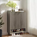 Meuble à chaussures Karl Home 2 portes, 1 panneau, 1 étagère, pieds coniques, 80 cm, à lattes