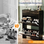 Meuble à chaussures Karl Home avec 3 portes abattantes Blanc et Chêne