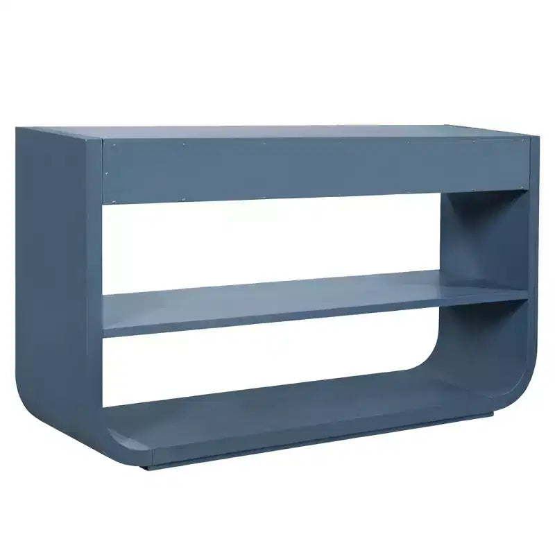 ModernLuxe – Console incurvée, table d'entrée, table de canapé, support d'exposition, table d'appoint avec 3 tiroirs à fermeture douce et 2 étagères ouvertes
