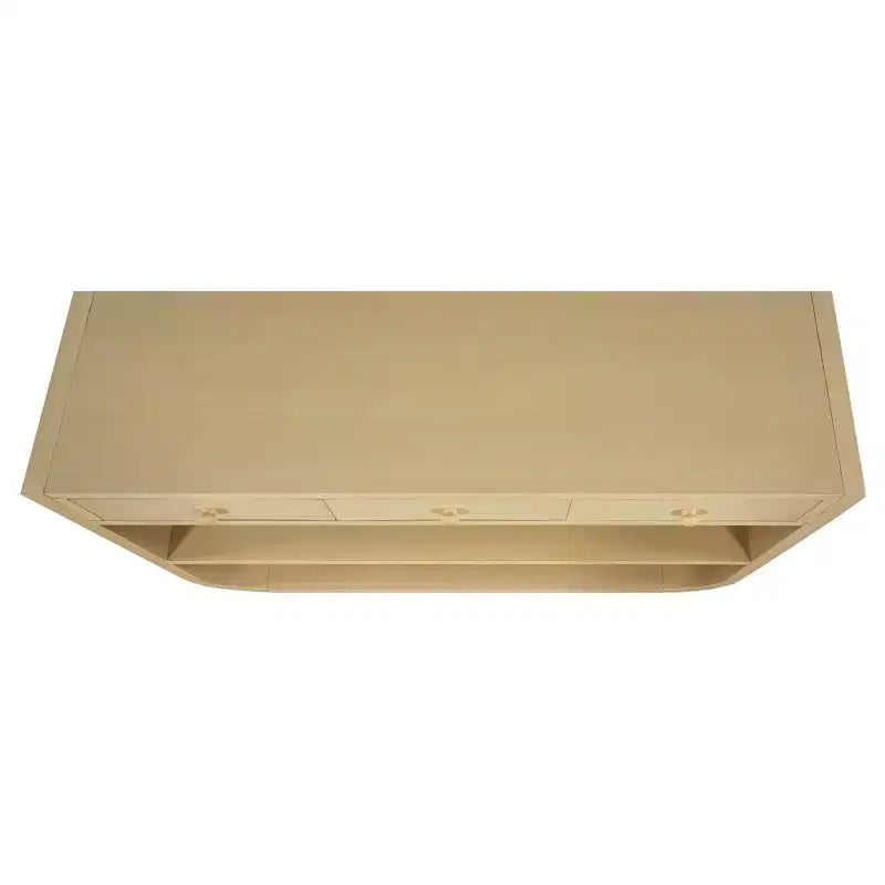 ModernLuxe – Console incurvée, table d'entrée, table de canapé, support d'exposition, table d'appoint avec 3 tiroirs à fermeture douce et 2 étagères ouvertes