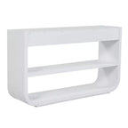 ModernLuxe – Console incurvée, table d'entrée, table de canapé, support d'exposition, table d'appoint avec 3 tiroirs à fermeture douce et 2 étagères ouvertes