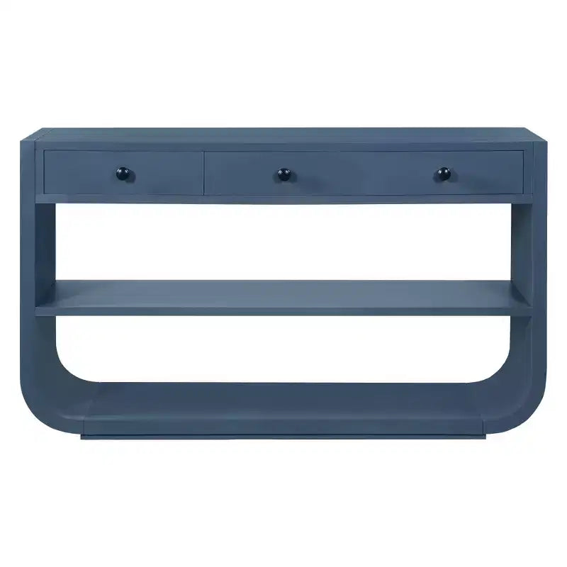 ModernLuxe – Console incurvée, table d'entrée, table de canapé, support d'exposition, table d'appoint avec 3 tiroirs à fermeture douce et 2 étagères ouvertes
