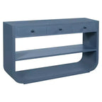ModernLuxe – Console incurvée, table d'entrée, table de canapé, support d'exposition, table d'appoint avec 3 tiroirs à fermeture douce et 2 étagères ouvertes