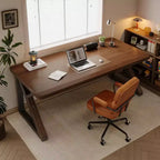 GDFStudio Ifeoma Modern Wooden Extra Long Writing Desk with Carbon Steel K-Legs