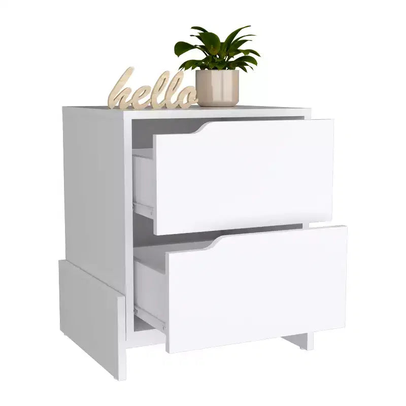 Avec son design épuré et moderne, cette table de chevet Luss à 2 tiroirs offre un rangement pratique et une structure robuste, ce qui en fait.