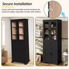 Clihome Meuble de rangement de salle de bain de 171,6 cm de haut avec étagères réglables et tiroir, tour de lin autoportante moderne, conception à fermeture douce