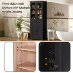 Clihome Meuble de rangement de salle de bain de 171,6 cm de haut avec étagères réglables et tiroir, tour de lin autoportante moderne, conception à fermeture douce