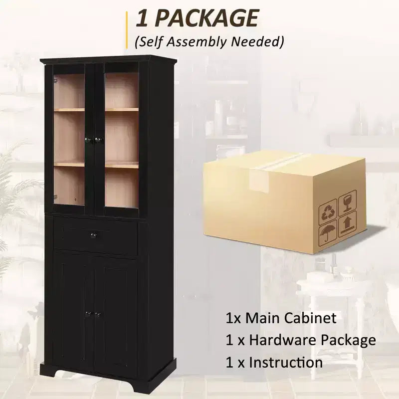 Clihome Meuble de rangement de salle de bain de 171,6 cm de haut avec étagères réglables et tiroir, tour de lin autoportante moderne, conception à fermeture douce