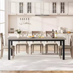 Table de salle à manger rectangulaire de 199,9 cm pour 6-8 personnes, table de cuisine et de salle à manger moderne avec cadre en métal, table seule - Gris