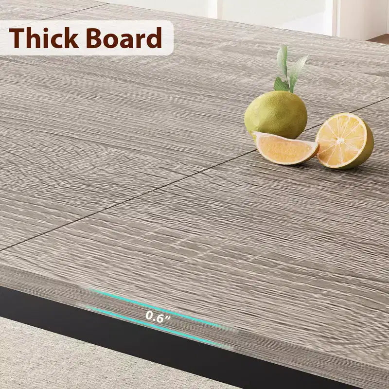Table de salle à manger rectangulaire de 199,9 cm pour 6-8 personnes, table de cuisine et de salle à manger moderne avec cadre en métal, table seule - Gris