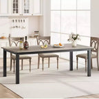 Table de salle à manger rectangulaire de 199,9 cm pour 6-8 personnes, table de cuisine et de salle à manger moderne avec cadre en métal, table seule - Gris