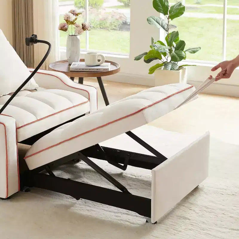 Fauteuil convertible 3-en-1, Canapé-lit avec dossier réglable, support de téléphone, USB et Type-C - ModernLuxe