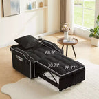 Fauteuil convertible 3-en-1, Canapé-lit avec dossier réglable, support de téléphone, USB et Type-C - ModernLuxe