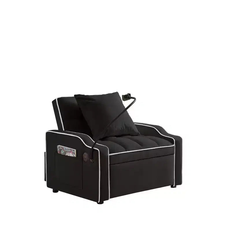 Fauteuil convertible 3-en-1, Canapé-lit avec dossier réglable, support de téléphone, USB et Type-C - ModernLuxe