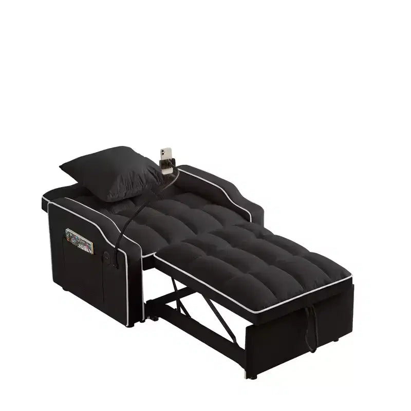 Fauteuil convertible 3-en-1, Canapé-lit avec dossier réglable, support de téléphone, USB et Type-C - ModernLuxe