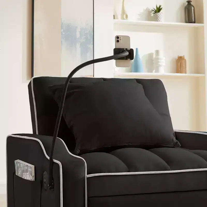 Fauteuil convertible 3-en-1, Canapé-lit avec dossier réglable, support de téléphone, USB et Type-C - ModernLuxe
