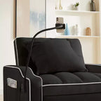 Fauteuil convertible 3-en-1, Canapé-lit avec dossier réglable, support de téléphone, USB et Type-C - ModernLuxe