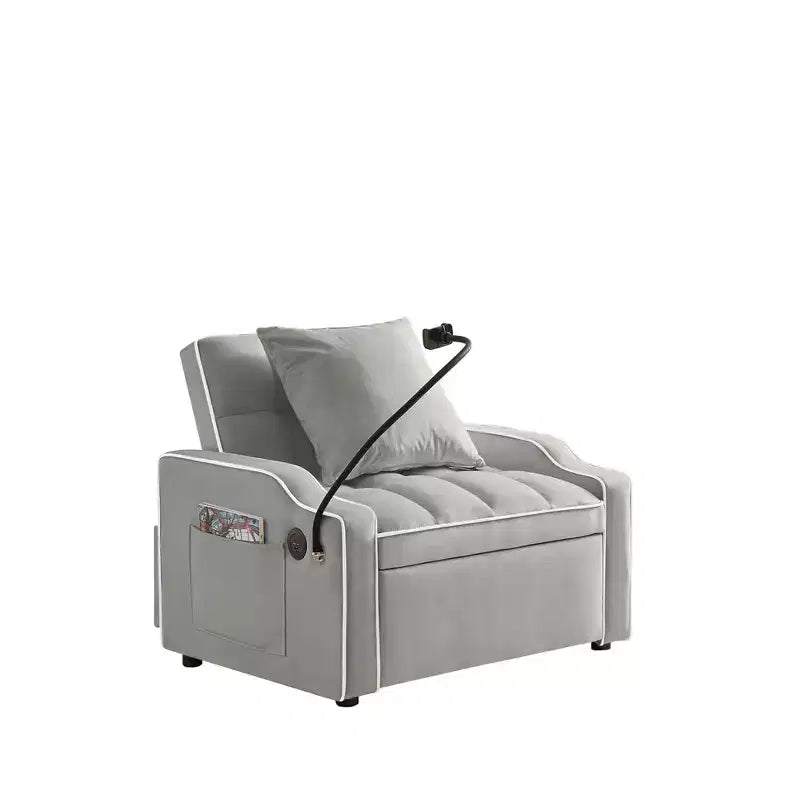 Fauteuil convertible 3-en-1, Canapé-lit avec dossier réglable, support de téléphone, USB et Type-C - ModernLuxe