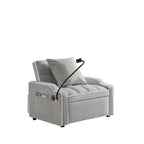 Fauteuil convertible 3-en-1, Canapé-lit avec dossier réglable, support de téléphone, USB et Type-C - ModernLuxe