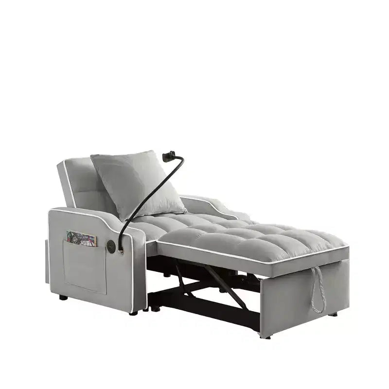 Fauteuil convertible 3-en-1, Canapé-lit avec dossier réglable, support de téléphone, USB et Type-C - ModernLuxe