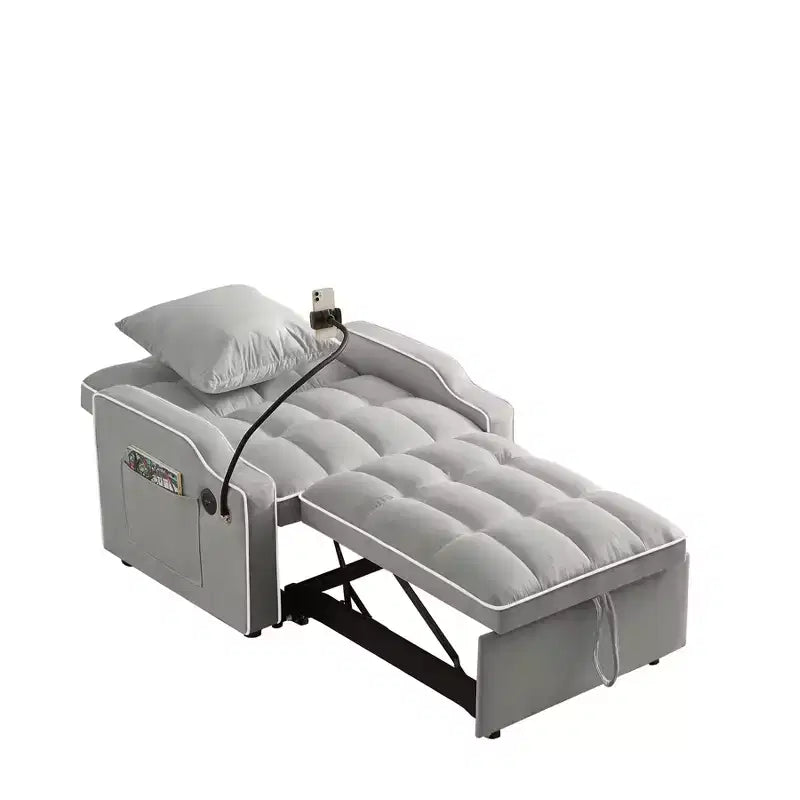 Fauteuil convertible 3-en-1, Canapé-lit avec dossier réglable, support de téléphone, USB et Type-C - ModernLuxe