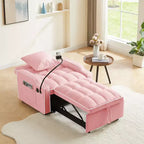 Fauteuil convertible 3-en-1, Canapé-lit avec dossier réglable, support de téléphone, USB et Type-C - ModernLuxe