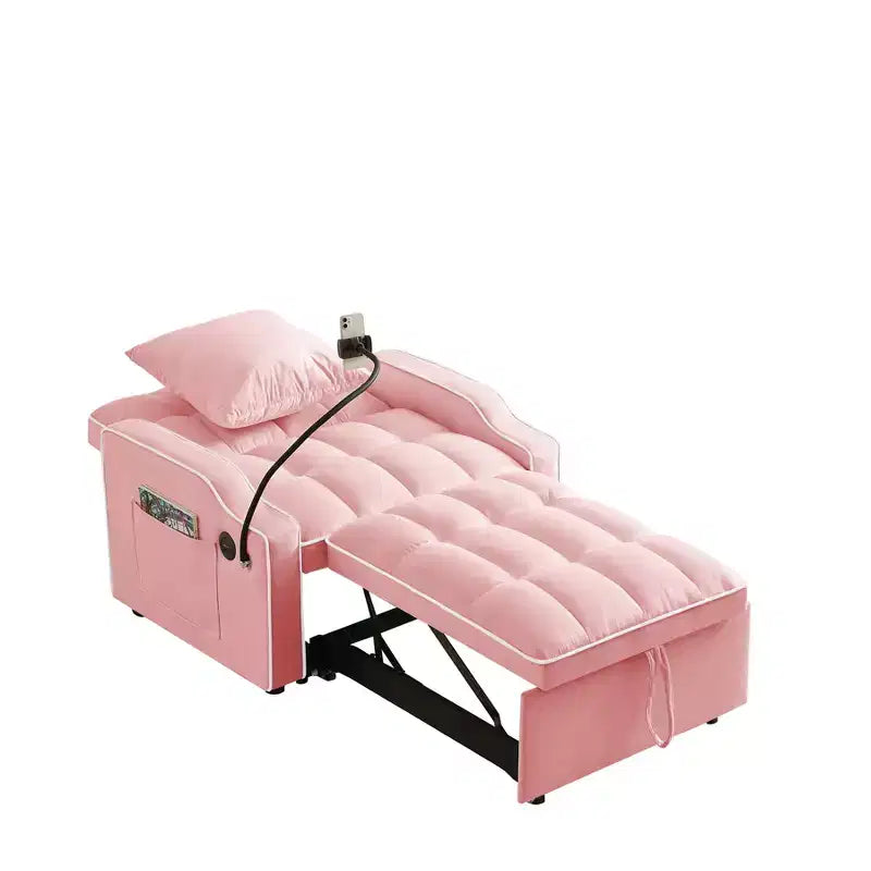 Fauteuil convertible 3-en-1, Canapé-lit avec dossier réglable, support de téléphone, USB et Type-C - ModernLuxe