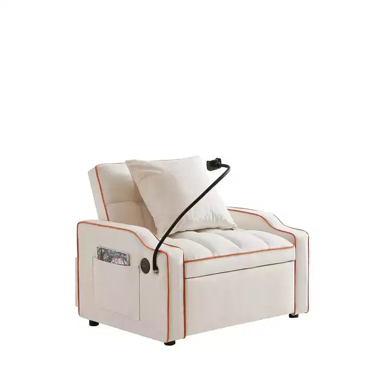 Fauteuil convertible 3-en-1, Canapé-lit avec dossier réglable, support de téléphone, USB et Type-C - ModernLuxe