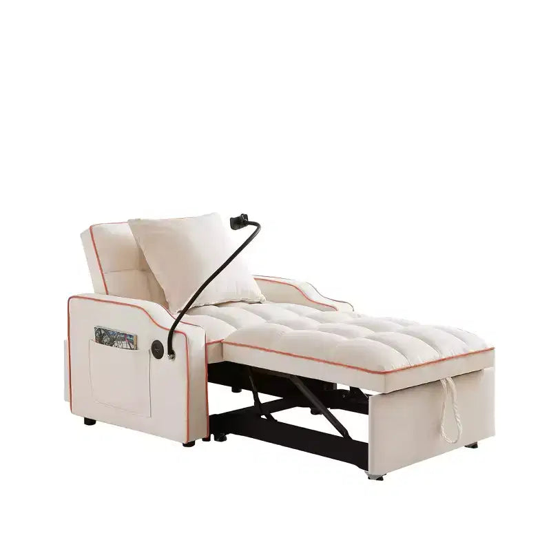 Fauteuil convertible 3-en-1, Canapé-lit avec dossier réglable, support de téléphone, USB et Type-C - ModernLuxe