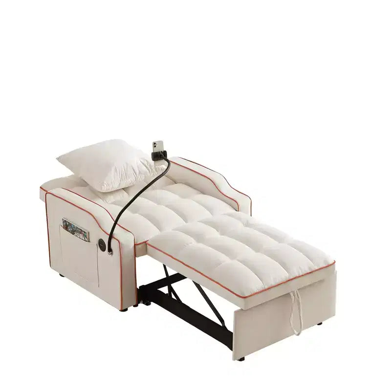 Fauteuil convertible 3-en-1, Canapé-lit avec dossier réglable, support de téléphone, USB et Type-C - ModernLuxe