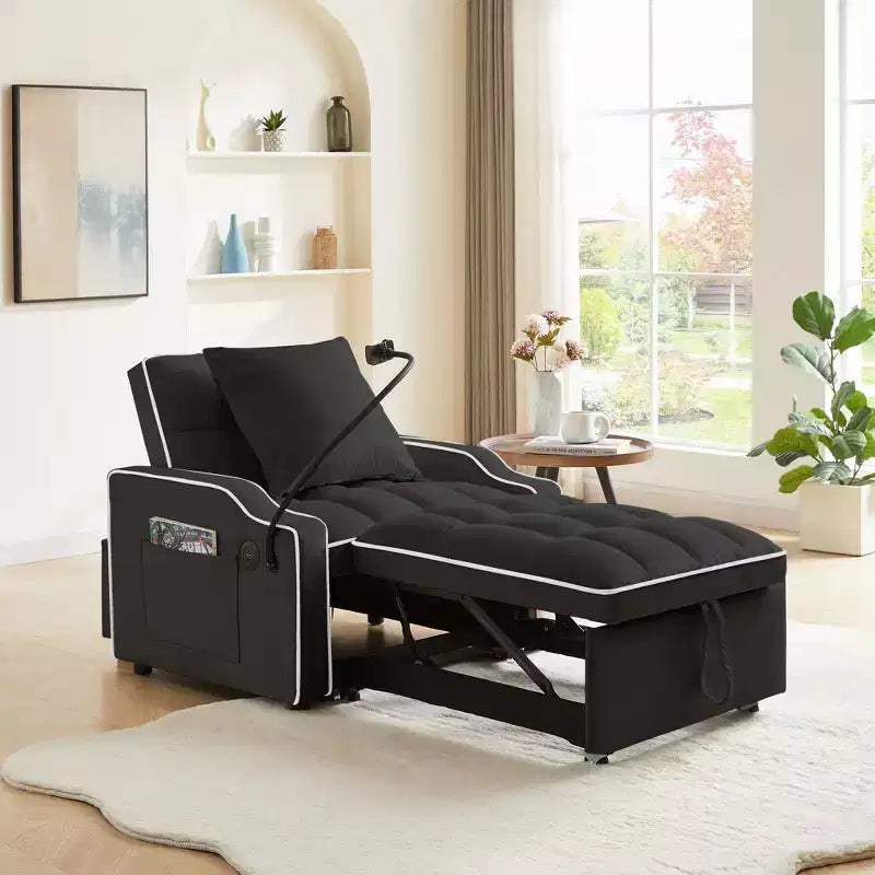 Fauteuil convertible 3-en-1, Canapé-lit avec dossier réglable, support de téléphone, USB et Type-C - ModernLuxe